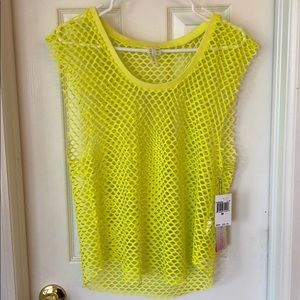 Women’s Pink Lotus fishnet tank top medium.